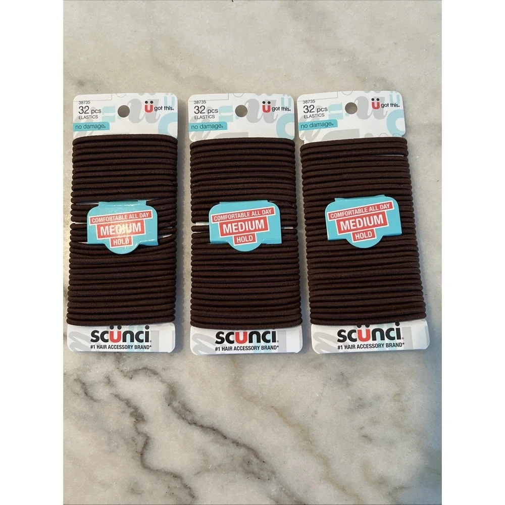 Scunci Medium Hold All Day Elastic Hair‎ Ties Bands -3 Packs of 32/ 96 total